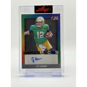 2024 Leaf Pro Set Prospects CJ Carr Lenticular Encased Auto Notre Dame Irish